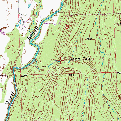 Topographic Map of Sand Gap, OK