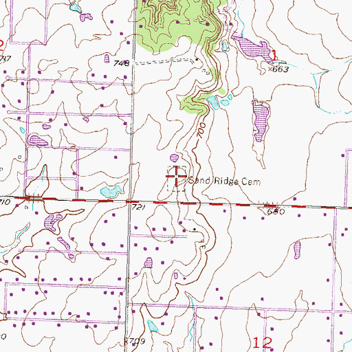 Topographic Map of Sand Ridge Cemetery, OK