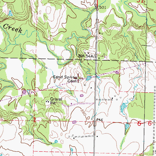 Topographic Map of Sand Spring Cemetery, OK