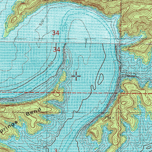 Topographic Map of Sand Springs Bend, OK