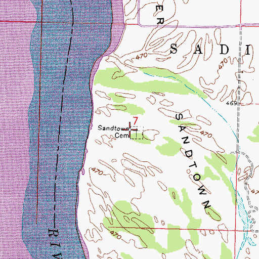 Topographic Map of Sandtown Cemetery, OK