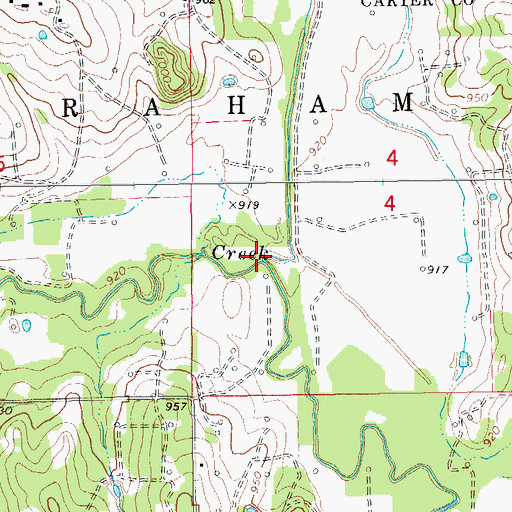 Topographic Map of Sandy Bear Creek, OK