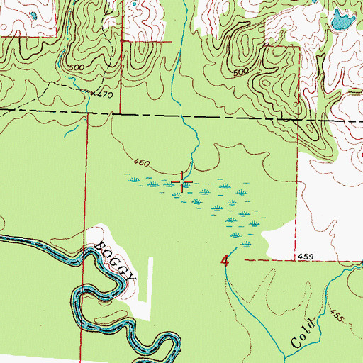 Topographic Map of Sandy Creek, OK