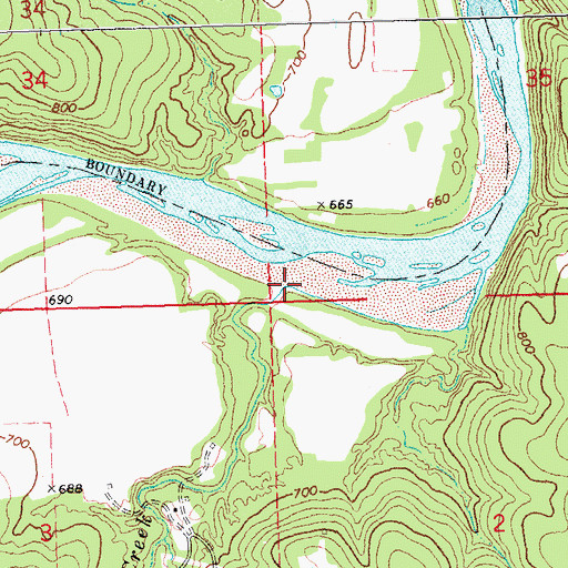 Topographic Map of Sandy Creek, OK
