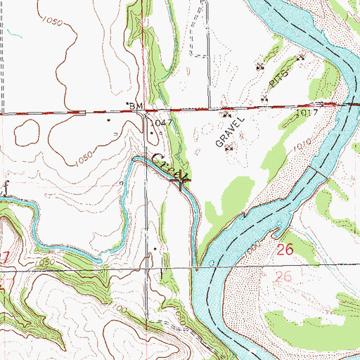 Topographic Map of Sandy Creek, OK
