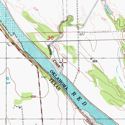 Topographic Map of Sandy Creek, OK