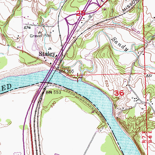 Topographic Map of Sandy Creek, OK