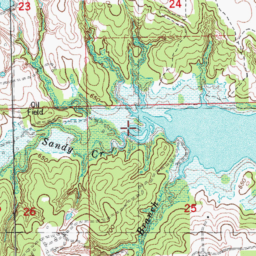 Topographic Map of Sandy Creek, OK