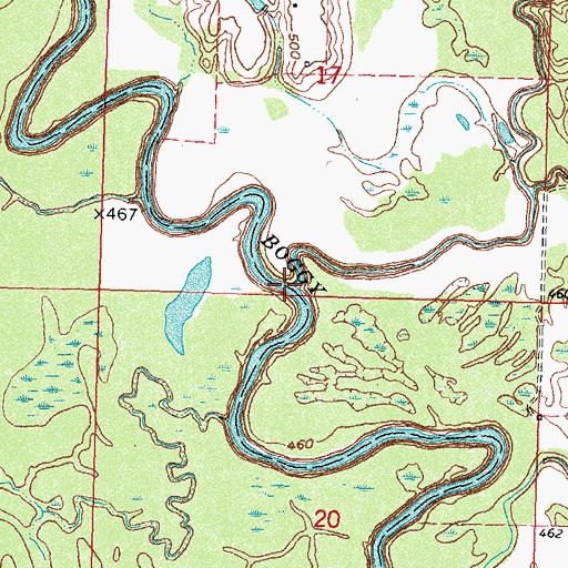 Topographic Map of Sandy Creek, OK