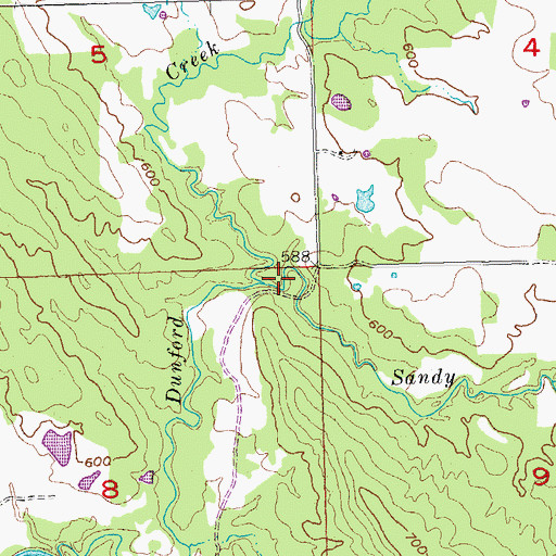 Topographic Map of Sandy Creek, OK
