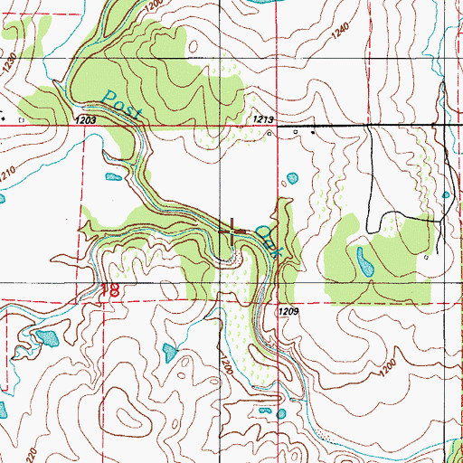 Topographic Map of Sandy Creek, OK