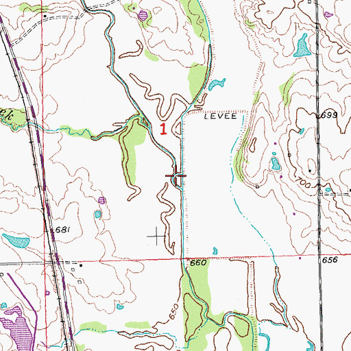 Topographic Map of Sandy Creek, OK