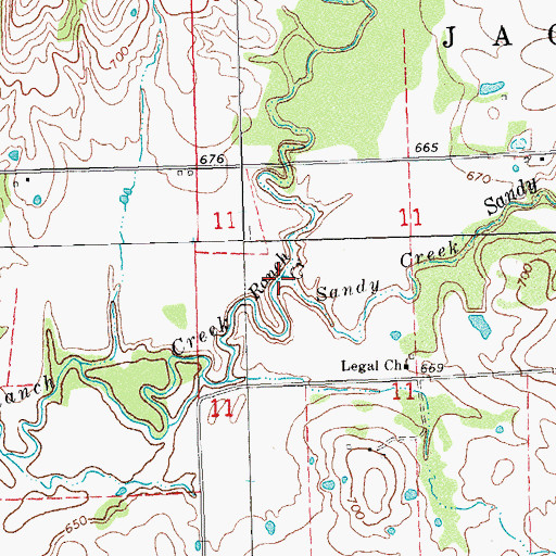 Topographic Map of Sandy Creek, OK