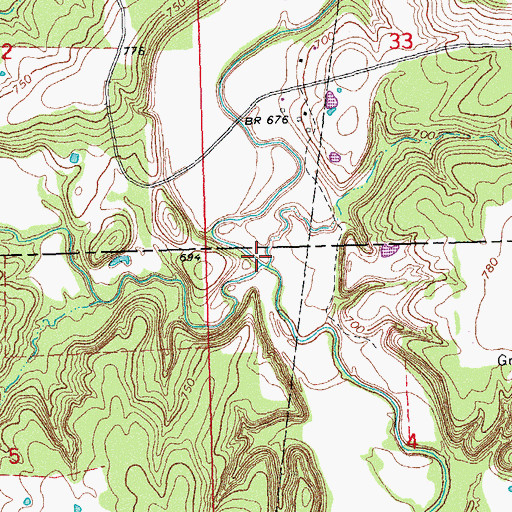 Topographic Map of Sandy Creek, OK