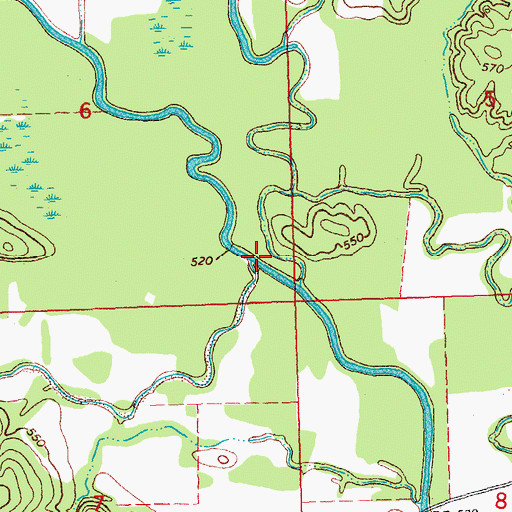 Topographic Map of Sandy Creek, OK