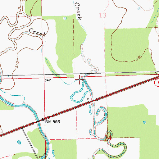Topographic Map of Sandy Creek, OK