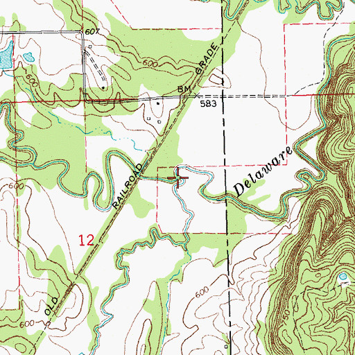 Topographic Map of Sandy Creek, OK