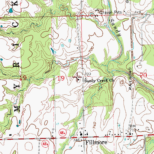 Topographic Map of Sandy Creek Church, OK