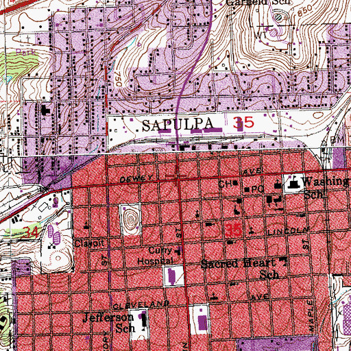 Topographic Map of Sapulpa, OK