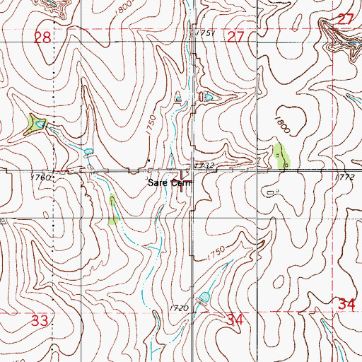 Topographic Map of Sare Cemetery, OK