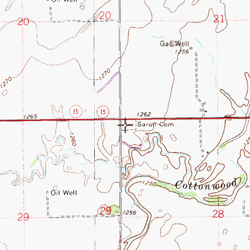 Topographic Map of Saron Cemetery, OK