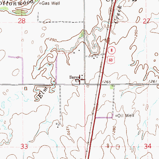 Topographic Map of Saron Church, OK