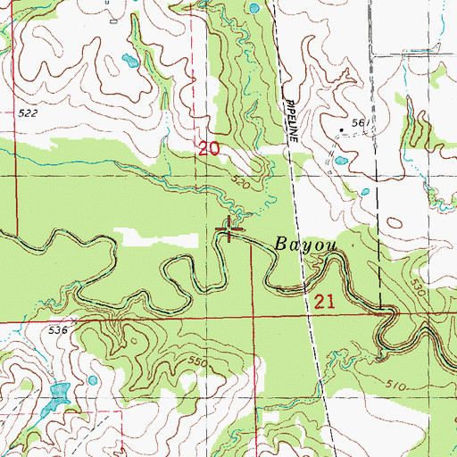Topographic Map of Sassafras Creek, OK