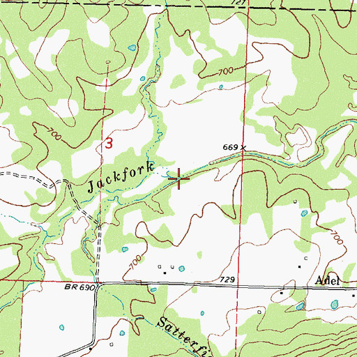 Topographic Map of Satterfield Branch, OK
