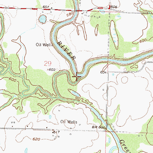 Topographic Map of Saunders Creek, OK