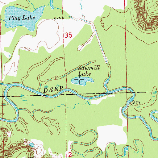 Topographic Map of Sawmill Lake, OK