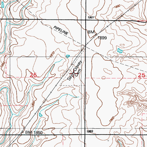 Topographic Map of Sayre - Doxey Cemetery, OK