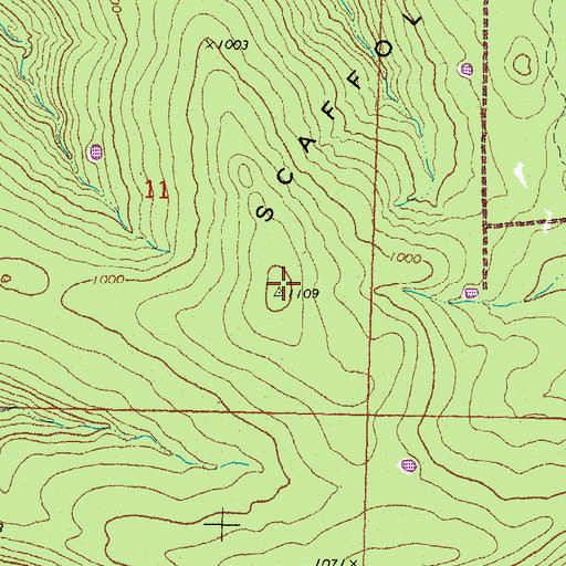 Topographic Map of Scaffold Mountain, OK