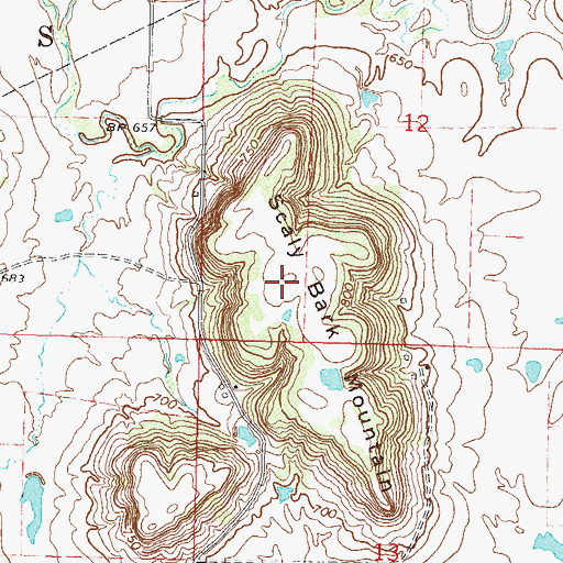 Topographic Map of Scaly Bark Mountain, OK