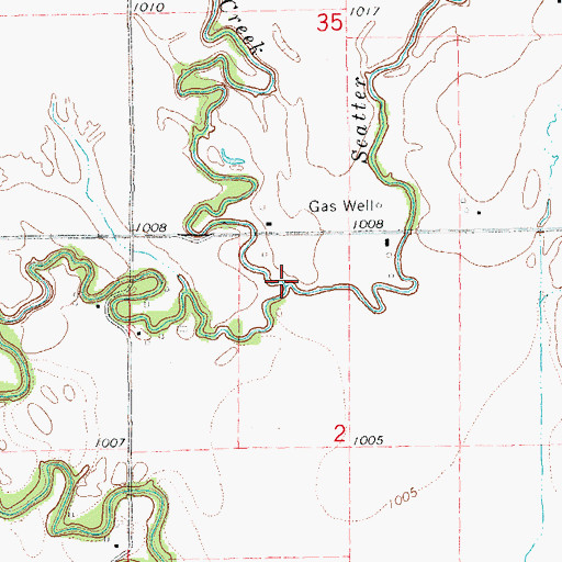 Topographic Map of Scatter Creek, OK
