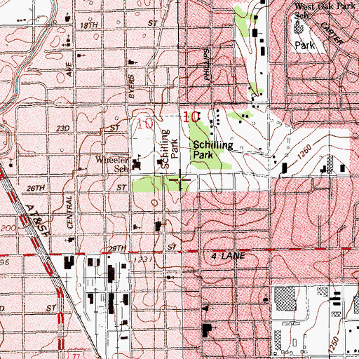 Topographic Map of Schilling Park, OK