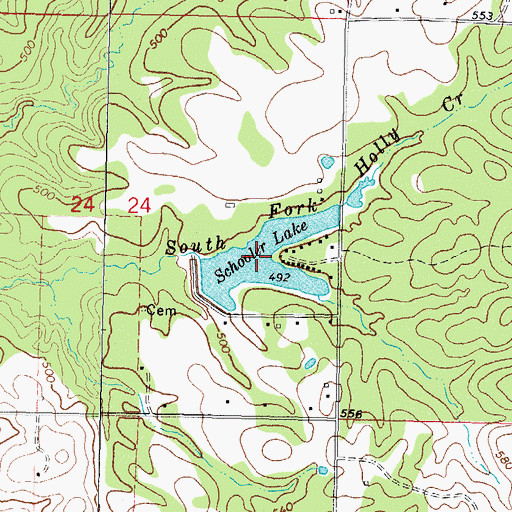 Topographic Map of Schooler Lake, OK