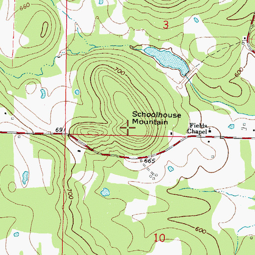 Topographic Map of Schoolhouse Mountain, OK