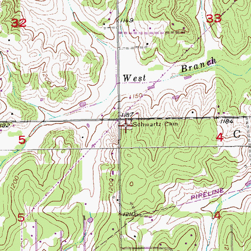 Topographic Map of Schwartz Cemetery, OK