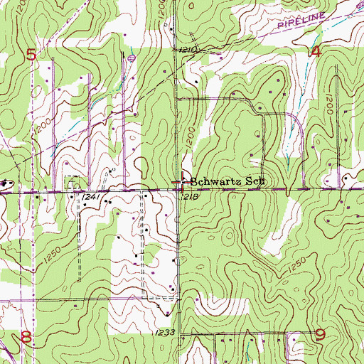 Topographic Map of Schwartz Elementary School, OK