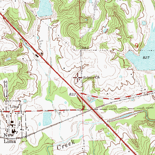 Topographic Map of Scipio Church, OK