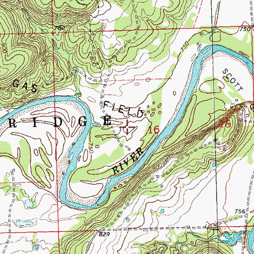Topographic Map of Scott Gas Field, OK