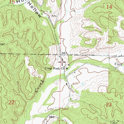 Topographic Map of Scott Hollow, OK