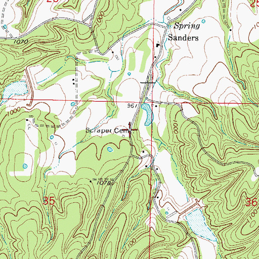 Topographic Map of Scraper Cemetery, OK