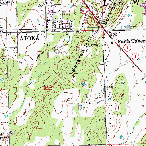 Topographic Map of Scratch Hill, OK