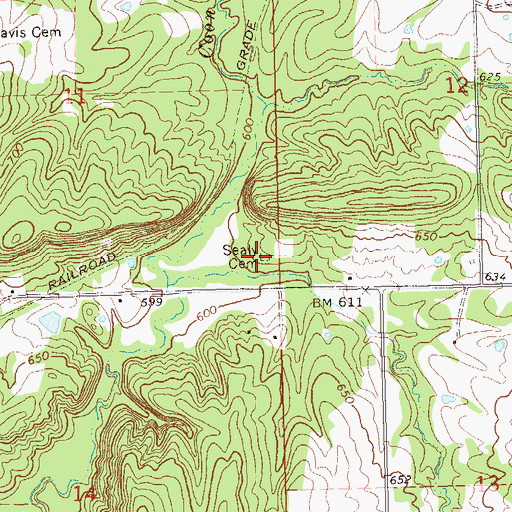 Topographic Map of Sealy Cemetery, OK