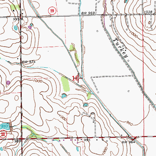 Topographic Map of Second Creek, OK