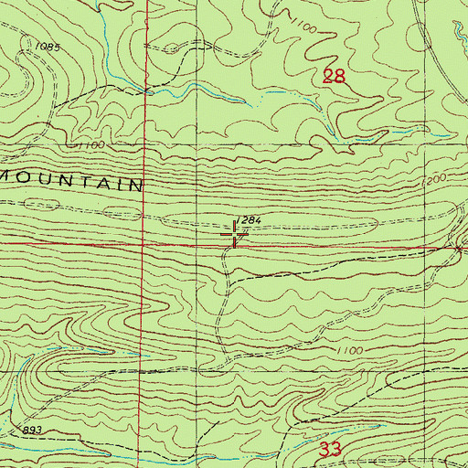 Topographic Map of Second Mountain, OK