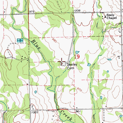 Topographic Map of Seeley Cemetery, OK