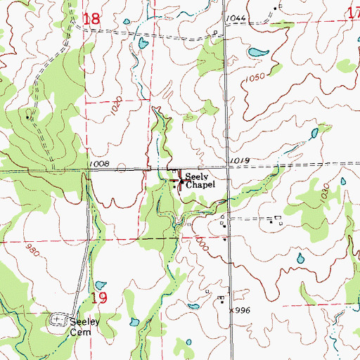 Topographic Map of Seely Chapel, OK