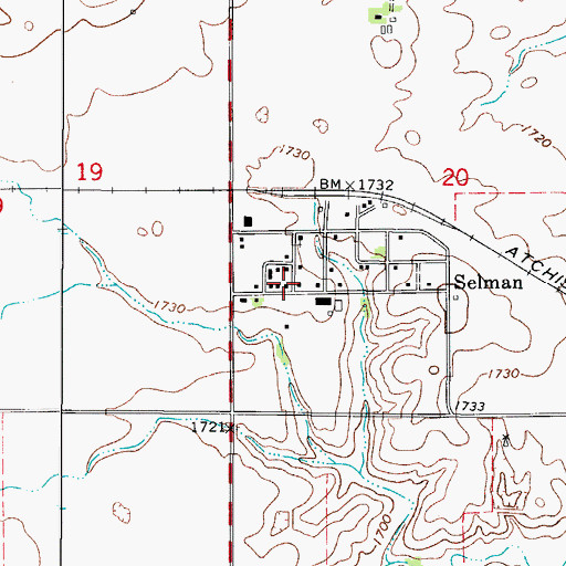Topographic Map of Selman, OK